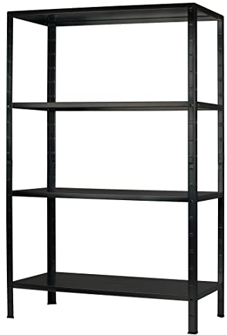 SCHULTE Regalwelt Steckregal mit 4 PowerMAX Fachböden, 65 kg Tragkraft, 190x100x40 cm (HxBxT), schwarz-Struktur, Lagerregal, Werkstattregal, Kellerregal, Garagenregal, Metallregal