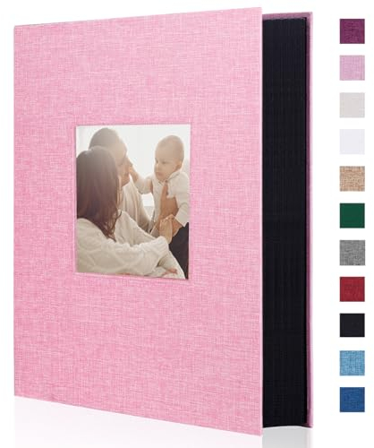 Miaikoe Fotoalbum 10x15 300 Leinen Album Slip in für Familie Hochzeitstag Album Buch Holds 300 Horizontal 10x15cm Fotos Rosa