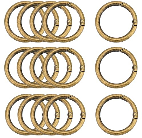 XCSJ 15 Stück Runde Karabiner 39mm Sehr Robust Zinklegierung(Bronze) | Runde Ring Karabinerhaken Rund Karabiner Rund O Ring für Schlüsselanhänger, Tasche, Schmuck, Diy Handwerk Machen