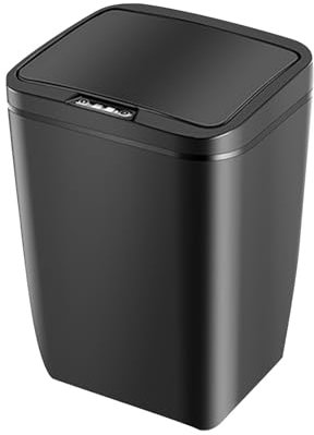 Folpus Botes de Basura para baño con Tapa, contenedor de Basura de inducción Inteligente, contenedor de Basura Que Ahorra Espacio, Negro