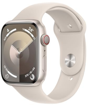 Apple Watch Series 9 [GPS + Cellular, 45mm] con Cassa In Alluminio Galassia e Cinturino Sportivo Galassia, S/M (Ricondizionato)