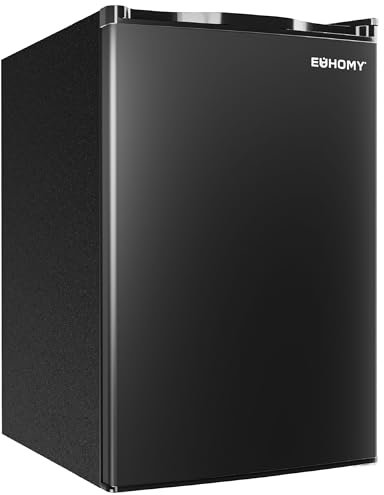 EUHOMY 4.4 Cu.Ft Fridge with Freezer, Single Door Compact Refrigerator, Adjustable Thermostat, Mini Refrigerator Energy Saving, Mini fridge for Bedroom, Dorm, Office, Black