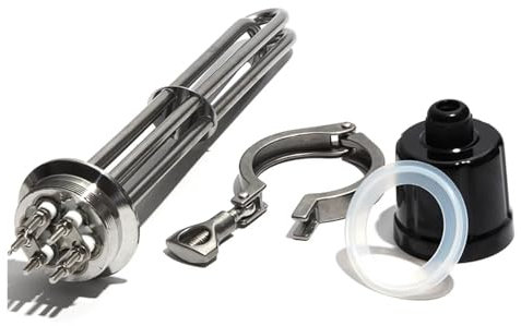 KEUQIXMR Thermoplongeurs à trois pinces de 2 pouces (63mm), for chauffe-eau/chaudière, 220V/380V, Full 304SS, brassage Ten 3/4, 5/6/9/12kw(Heater Clamps,380V_3KW)