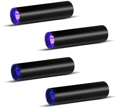 Set med 4 UV-ficklampor, 365 nm och 395 nm, mini laddningsbart starkt svart ljus, ultravioletta USB-C LED-ficklampor för hartshärdning, uranglas, stenar,