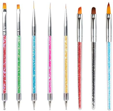 Kzouenzu Brosses De Ongle Art Ensemble [5+3 Pièces], Lot De Pinceau Nail Art, Pinceaux En Détail À Ongles, Pour Aquarelle Nail Art Pinceau, Le Dessin Au Trait, La Peinture Et Pointiller