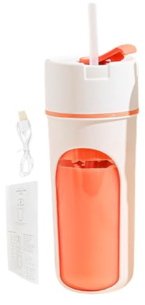 Mixeur en verre mélangeur, gobelet mélangeur pour boissons sportives, 480 ml, rechargeable avec paille, bouteille multifonction pour smoothies, fruits, voyages, randonnée, jeux, camping, maison
