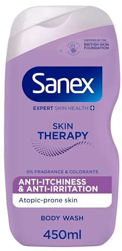 Sanex Skin Therapy Anti-Itchiness and Anti-Irritation Shower Oil 450 ml, Shower Gel for Itchy Skin, for Atopic-Prone Skin, Reduce Irritation, Amino Acid Complex with Omega-3