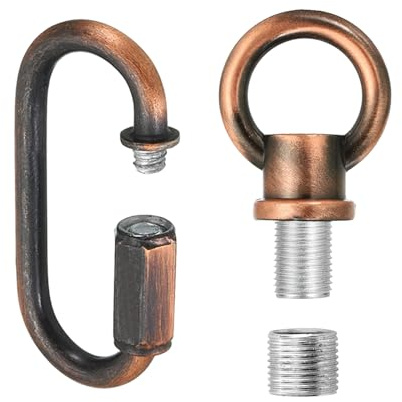 PATIKIL M10 Fine Thread Lamp Female Loop Holder with M12 Adapter Chain Quick Link, Lifting Eye Nut Hook Ring Structural Support to Chandelier, 132 lbs Load Red Bronze