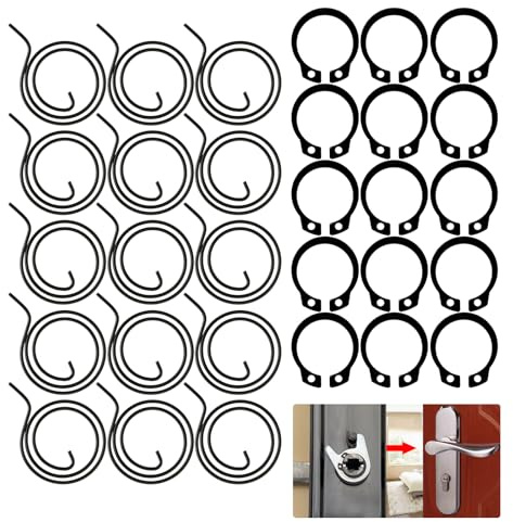 FunWorth Kit de 15 ressorts de rechange pour poignée de porte, ressorts hélicoïdaux à 2,8 tours (3 mm), épaisseur plus 15 circlips, réparation intérieure universelle pour portes de maison, compatible