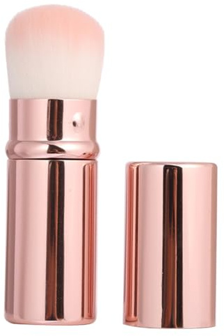 SAFIGLE Brocha de Maquillaje Retráctil para Polvo y Rubor con Cerdas Suaves de Metal, Compacta y Portátil para Mujeres en Viaje o Trabajo