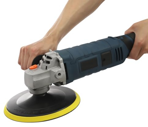 soudesileim Set lucidatrice per auto, 1580 W, 500 – 3300 giri/min, lunghezza cavo di alimentazione 2 m, 2 tamponi lucidanti, 2 tamponi in spugna, 1 tampone di lana, 6 carte abrasive, piccola