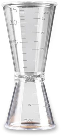 mophrati 40℃-130℃ Double Clear Jigger Ounce Cups Plastic Resin Good Fixation Leakproof Mixing Oz Cups for Milk Tea Coffee, L