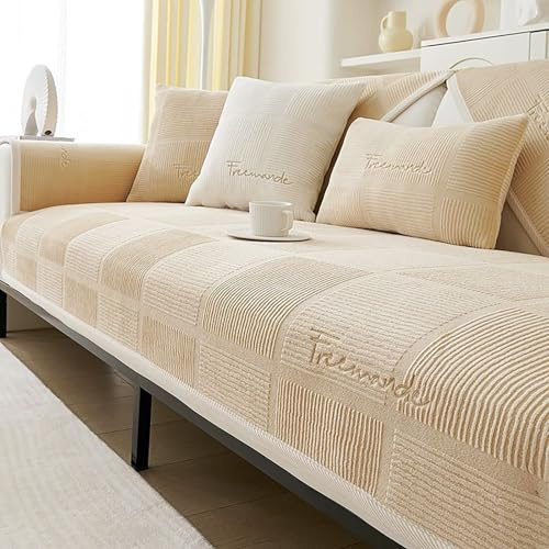 VFDC 1 2 3 4 Sitzer Sofaüberwürfe,Cord Sofa Überzug,Hellkaffee,110 * 180cm | Sofabezug,Couch Bezug Ecksofa,Überwurfdecken für Sofa L Form Couch Überwurf,Sofadecken für Sitzfläche,Sofaschoner rutschfest
