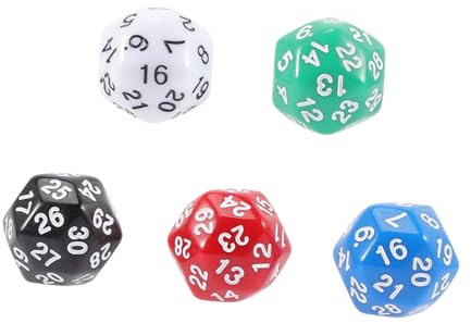 TOYANDONA Dadi Numerati a 30 Facce 5 Pezzi in Acrilico Per Giochi Di Ruolo e Feste, Dadi Multifaccia Per Ragazzo Ragazza e Accessori Per Giochi Da Tavolo