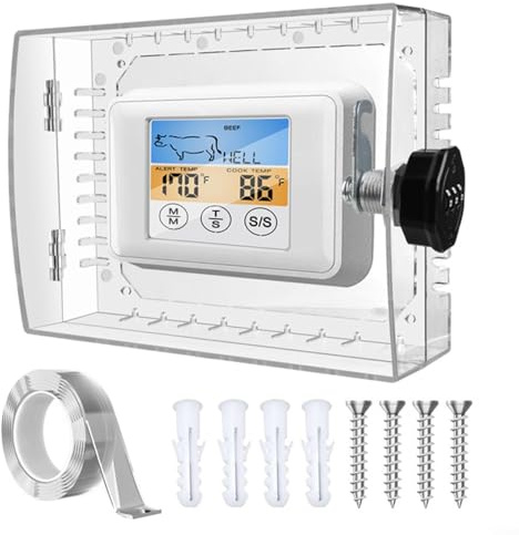 Wall Mounted Thermostat Lock Box with Combination Code PC Material Protective Cover Fits 21.5 x 14.5 x 6.5 cm Units for Home Heating Cooling Control Security Transparent Design
