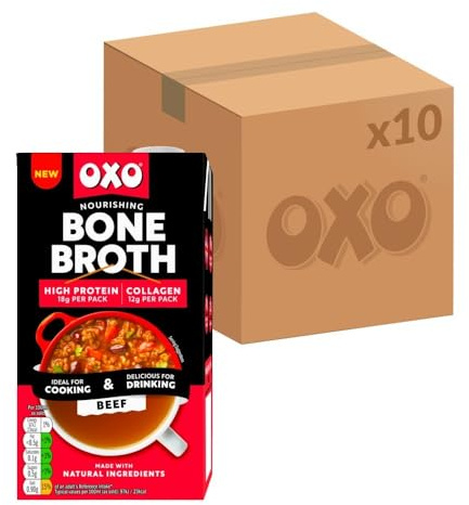 OXO Nourishing Beef Bone Broth, 500 ml (10-Pack) (1-Pack) | Rich Flavour for Soups & Sauces, Packed with Nutrients, Ready to Use