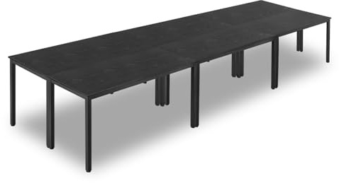 VEVOR Konferenztisch Besprechungstisch für 16 Personen 6-TLG. 140 x 60 cm (pro) rechteckiger Kombinationsschreibtisch Meetingtisch Mehrzwecktisch Pausentisch mit Metallbeinen für Büro Konferenzraum