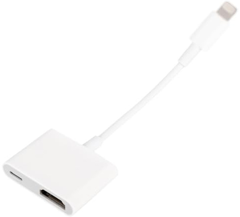 BTFO Adaptateur Conversion, Câble AV Numérique HD 1080p en TPE avec Port Chargement Compatible avec iPhone iPhone 13 Pro 12 Pro 11 XS XS Max iPad pour TVHD/Projecteur/Moniteur (Blanc)