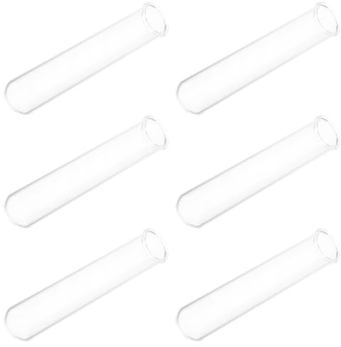 ifundom Lot de 6 Tubes à Essai en Verre 15 ML, Vases Hydroponiques Transparents pour Propagation de Plantes, Mini Vases Décoratifs Compacts pour Jardinage Intérieur et Table, Tube