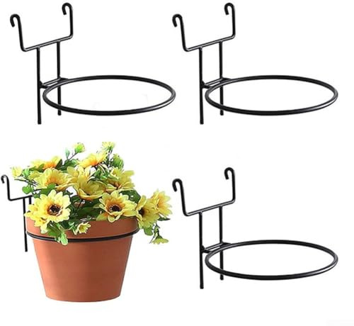 Supporto da parete da 17,8 cm per balconi, ringhiera in ferro, per esporre piccole piante in vaso e decorazioni verdi per la casa (4 pezzi)