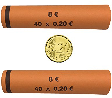 3716 Münzhülsen vorgefertigt und gerollt - 20 Cent (2000 Stück)