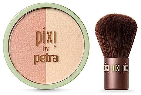 Pixi Beauty Blush Duo + Kabuki Peach Honey |Blush and Highlighter in One | 10.21 g / 0.36 oz