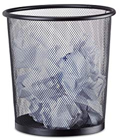 Relaxdays Cestino gettacarte in metallo rete pattumiera carta portarifiuti da tavolo Ø 23 cm alto 24 cm nero