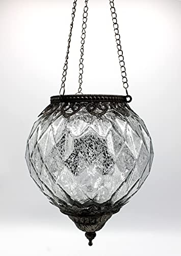 Windlicht Marokko Dekor Zum Hängen aus Glas,Metall Silber (B/H/T) 15x19x15cm