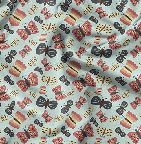 Soimoi Grun Baumwolljersey Stoff Schmetterling Schmetterling gedruckt Craft Fabric 1 Meter 58 Zoll breit