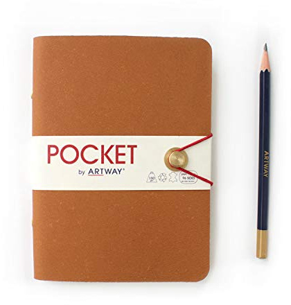 Artway - Journal de voyage/carnet de dessin Indigo - en cuir souple/avec crayon - marron - A6 2302936