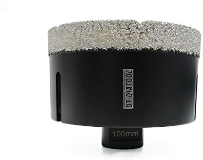 DT-DIATOOL Diamantbohrkrone 100mm Vakuumgeschweißt Lochsäge zum Trockenbohren Fliesen Porzellan Marmor Keramik Granit Länge 75mm