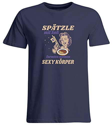 T-shirt grande taille avec inscription en allemand « Spätzle mit Soß », bleu marine, 3XL