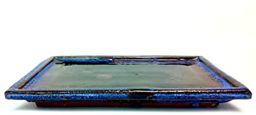 14 cm Rectangular bonsai planter tray- Humidity Control by Ceramic tray for bonsai tree-Rustic Glaze Ceramic Bonsai Drip Tray for Indoor Plants (1)