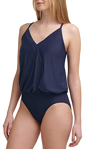Calvin Klein Damen Blouson V-Neck One Piece Swimsuit Badeanzug