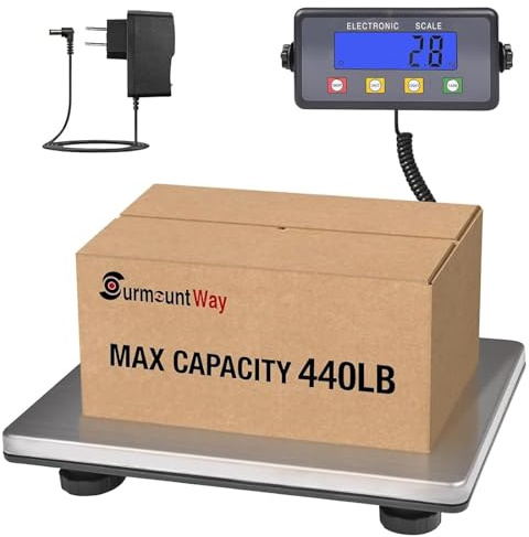 SurmountWay Large Shipping Scale, 440lb/0.35oz Digital Postal Scale with Tare/Count/Auto-Off Function, High Accurate Shipping Scale for Packages,Small Business,Luggage,Warehouse,Home (15.3x11.8)
