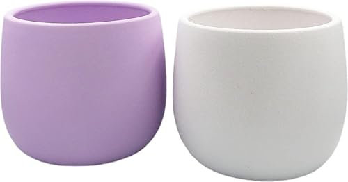 FRANCACOR Maceta MACETERO para Interior/Exterior Barro Decorado (25 CMS, Blanco)