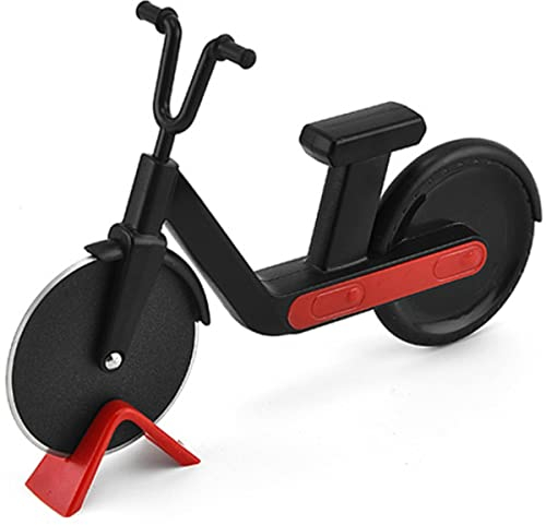 Bicycle Pizza Cutter Wheel Stainless Steel with Stand Non-Stick Dual Cutting for Pizza Slicer Housewarming Cool Kitchen Gadget Cool Red