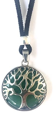 ASTER ALHELÍ - Collar Árbol de la Vida Mujer Hombre - Colgante con Piedra y Altura Ajustable - Amuleto de Protección y Joyería Artesanal Hecha a Mano en España - Ideal para Regalo