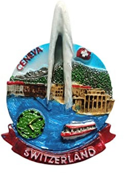 Aimant de réfrigérateur 3D Genève Suisse Cadeau souvenir en résine fait à la main Genève Aimant de réfrigérateur Collection de décoration pour la maison et la cuisine