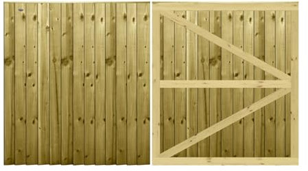 Premier Garden Supplies PGS Feather Edge Fully Framed Capped Flat Top Made to Measure Driveway Gates Measurements Height 4ft - 5ft (120-150cm) x Width: 244cm - 274cm