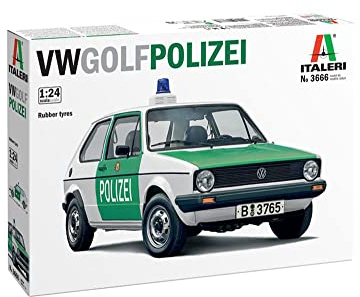 Italeri 3666S 1:24 VW Golf Mk.I Polizei - Modellbau, Bausatz, Standmodellbau, Basteln, Hobby, Kleben, Plastikbausatz, detailgetreu, Molded Color