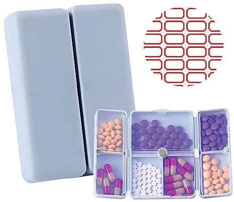 EACHPT Pastillero Semanal Portátil,Caja de Pastillas con 7 Compartimentos con Etiqueta,Pastillero Diario, Semanal,Portátil Pastillero Magnético Plegable Pastillero Para Viajes y Uso Diario