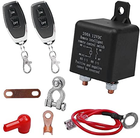 Kliplinc Interruptor de batería inalámbrico con mando a distancia, 12 V, 200 A, interruptor de mando a distancia dual para piezas de coche