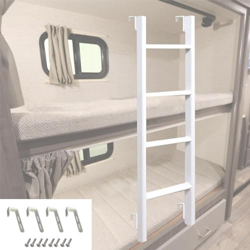 Scaletta per Letto a Castello Bianca Scaletta in Metallo per Camper con Ganci Regolabili, Scaletta a Castello per Camper a 4/5 Gradini Scala a Castello per Dormitorio Sostituibile per Letto Singolo (