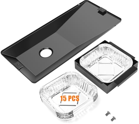 Grease Tray with Catch Pan for Oklahoma Joe's Longhorn Combo Grill, Grease Catcher for Oklahoma joe's 15202029 12201767 14201767, Comes with 15 Aluminum Liners, Replacement for CHR1767048, CHR1767053