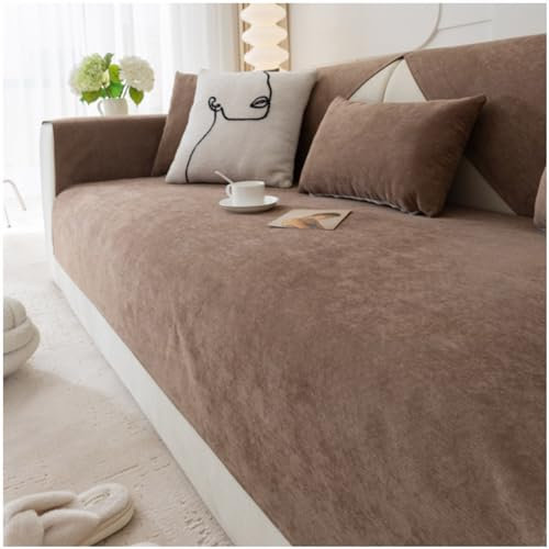 BDMFJY wasserdichte Couch Überzug, Sofa Überzug 1/2/3/4 Sitzer L Form Sofa Cover Sofabezug Ecksofa, Sofadecken Für Sitzfläche, Sofaschoner rutschfest, Universelle Sofa Überwurf,Kaffee,110x160cm