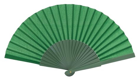 MAPIMANIA - Faltbare grüne Fächer aus handlackiertem Holz und Stoff, Fächer Hochzeit faltbar, Spanischer Fächer, Japanischer Fächer