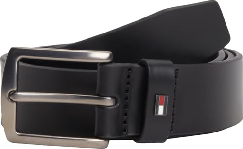 Tommy Hilfiger Cinturón de Piel para Hombre Denton 3,5 cm, Negro (Black), 105 cm
