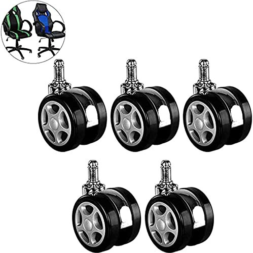 KIEYENS Lenkrollen, 60 mm Universal-Stummschaltrollen, Möbelbeschläge, Bürostuhl, drehbares Gummi-Möbelzubehör (5 Stück), Rollen