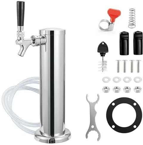 AMEEDA Single Faucet Draft Beer Tower Beer Tower, Draft Beer Kegerator Tower Dispenser, Home 3'' Polished Beer Column With Tubing Wrench Tools(Size 1)